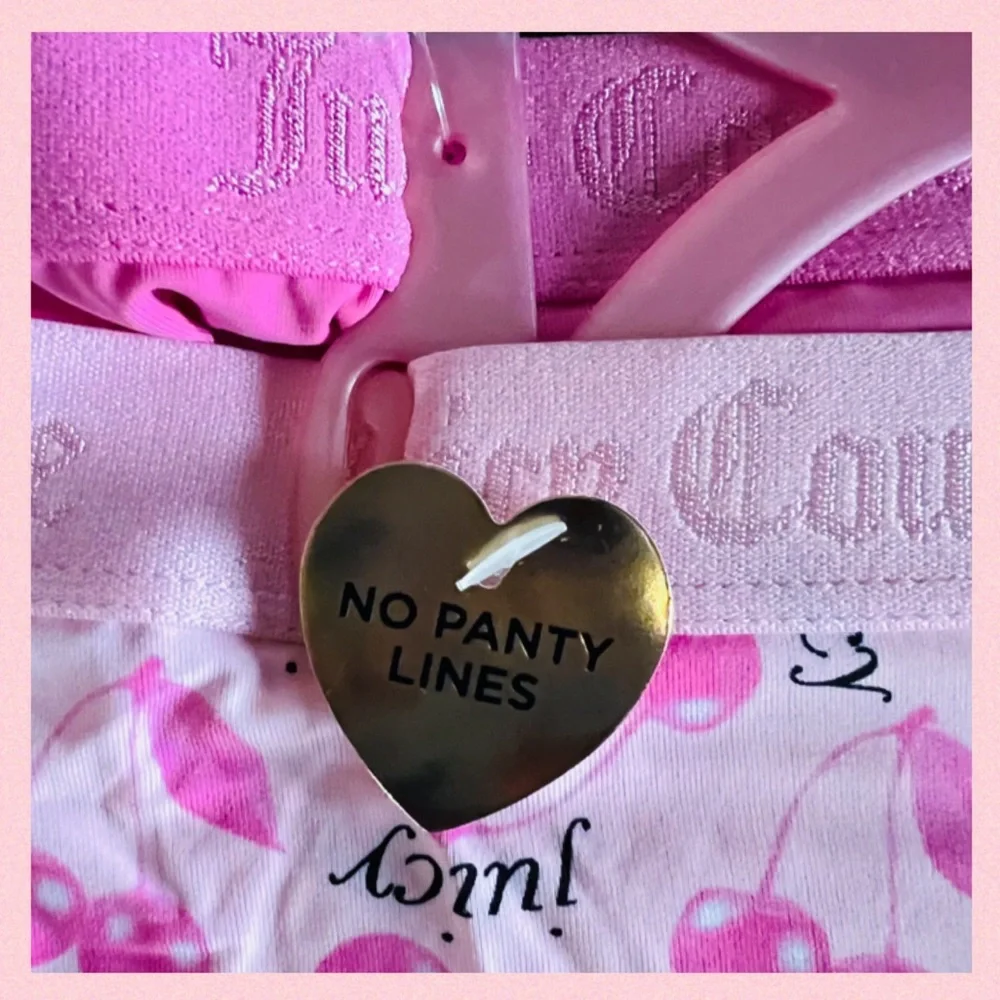 JUICY COUTURE 3pk Seamless No show Panties With Logo Cherry Pink Black LARGE - Picture 6 of 11